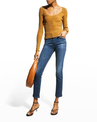 Ag Mari High-rise Slim Straight Jeans In 5 Yrs Blu Essence