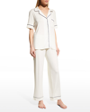 Eberjey Gisele Short-sleeve Pajama Set In Ivory/navy