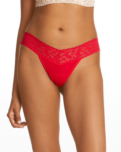 Hanky Panky Cotton With A Conscience Low-rise Thong In Red