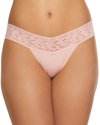 Hanky Panky Original-rise Organic Cotton Lace-trim Thong In Black