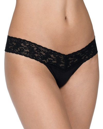 Hanky Panky Low-rise Organic Cotton Thong In Black