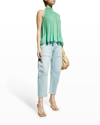 VERONICA BEARD ALEXA HALTER CHIFFON BLOUSE