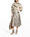 Brunello Cucinelli Abstract-print Pleated Silk-poplin Midi Skirt In C6905 Cafe