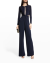 Halston Kathryn Cutout Front-twist Jumpsuit In Navy