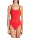 Alaïa Vienne Perforated Seamless One-piece Swimsuit In Scarlet