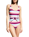 Tanya Taylor Daphne Striped One-piece Swimsuit In Salmon Rose Multi