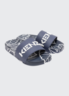 KENZO KID'S LOGO POOL SLIDE SANDALS, TODDLER/KIDS