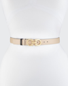 Ferragamo Gancini-buckle Reversible Leather Belt In Macadamia/gold