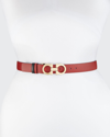 Ferragamo Gancini-buckle Reversible Leather Belt In Lipstick/gold