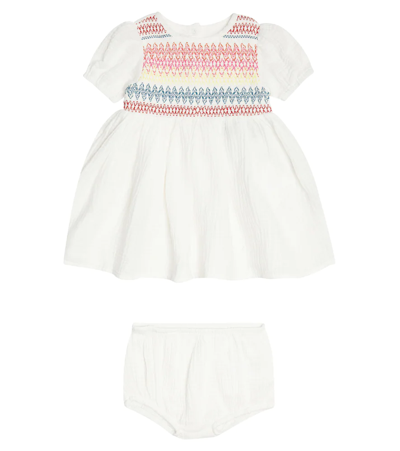 Stella Mccartney Baby Set Of Cotton Dress And Bloomers In Bianco
