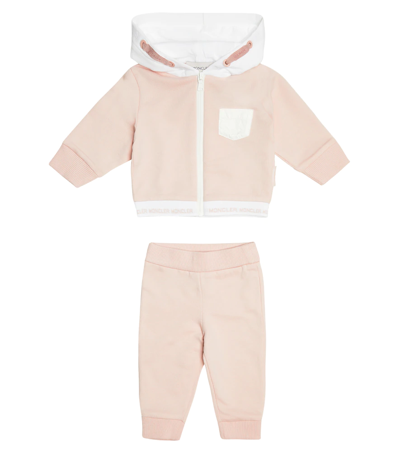 Moncler Baby Cotton-blend Hoodie And Sweatpants In Pink