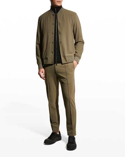 Theory Men's Mayer Straight-leg High Performance Pants In Dark Moss