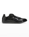 Maison Margiela Men's Replica Patent Low-top Sneakers In Black