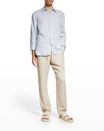 Vince Men's Linen Sport Shirt In Desert Sand