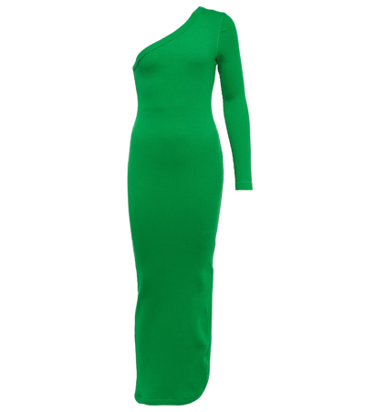 Ami Alexandre Mattiussi One-shoulder Cotton Maxi Dress In Green