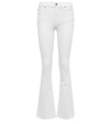 7 For All Mankind Easy High Rise Split Back Hem Bootcut Jeans In Ecru In White Shell