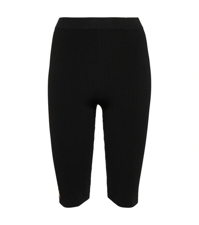 Saint Laurent Ribbed Stretch-knit Shorts In Noir