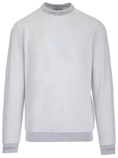 Stone Island Compass Embroidered Sweatshirt In Grey