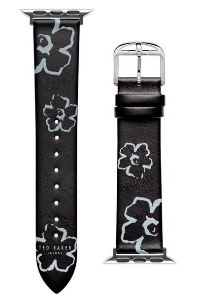 Ted Baker Floral Leather Apple Watch® Watchband In Black