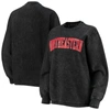 Pressbox Women's Black Northeastern Huskies Comfy Cord Vintage-like Wash Basic Arch Pullover Sweatshirt In Black