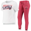 CONCEPTS SPORT CONCEPTS SPORT RED/WHITE WASHINGTON CAPITALS RESURGENCE SLUB BURNOUT RAGLAN T-SHIRT & JOGGERS SLEEP 