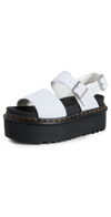 Dr. Martens' Womens White Voss Quad Leather Flatform Sandals 4