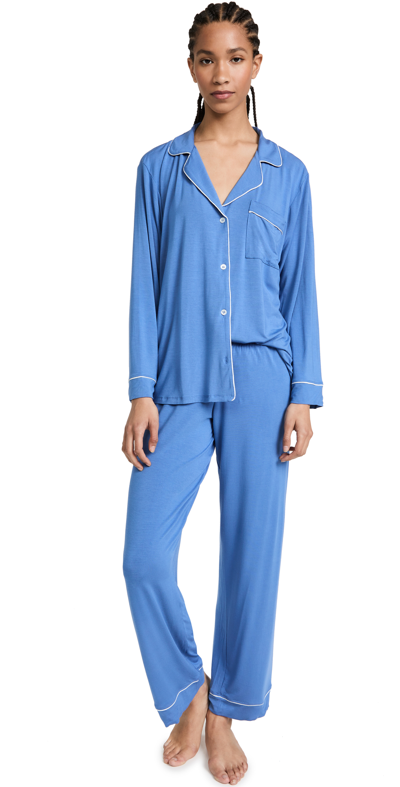 Eberjey Gisele Long Pj Set In Denim/ivory