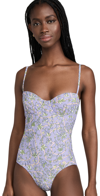 Tory Burch Printed Underwire One Piece Swimsuit In Purple