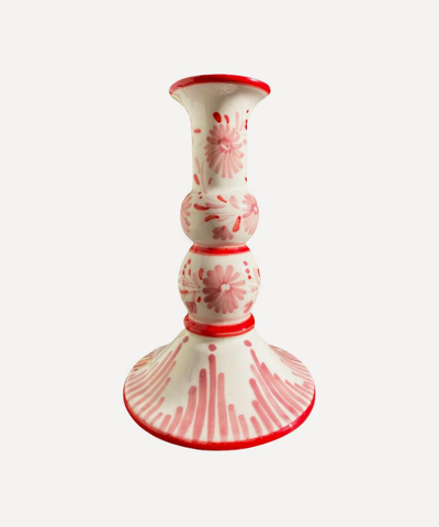 Vaisselle Lumiere Floral Candle Holder In Red