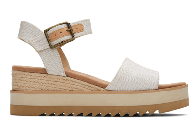 Toms Oms Womens Natural Yarn Dye Diana Ankle-strap Leather Wedge Sandals