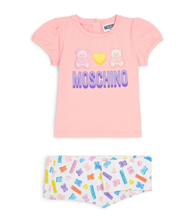 Moschino Babies' Kids Teddy Bear T-shirt And Leggings Set (3-36 Months) In Multi
