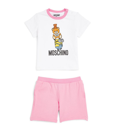 Moschino Babies' Kids X Minions T-shirt And Shorts Set (3-36 Months) In Pink