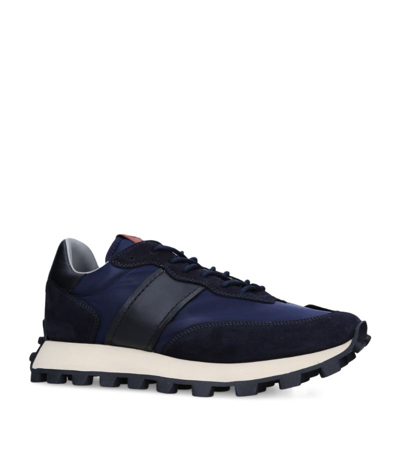 Tod's Allacciata Leather And Shell Low-top Trainers In Blue