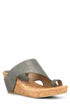 Donald Pliner Gyer Leather Wedge Sandal In Lt.pewter/lt.pewter