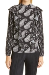 Ted Baker Womens Black Tiasey High-neck Paisley-print Crepe Blouse In Black