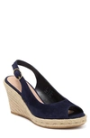 Stuart Weitzman Jean Espadrille Platform Wedge Sandal In Nice Blue