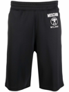 Moschino Logo-print Slip-on Track Shorts In Nero