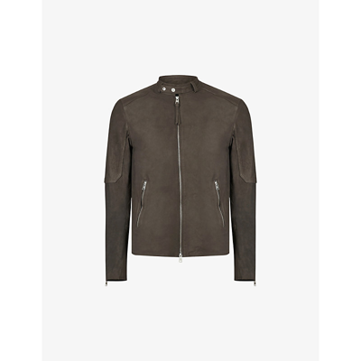 Allsaints Cora Leather Bomber Jacket In Charcoal