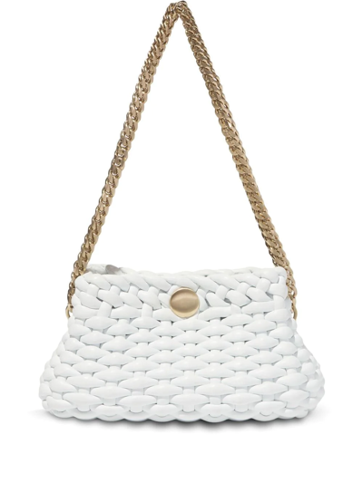 Proenza Schouler Small Woven Leather Chain Tobo Bag In Optic White