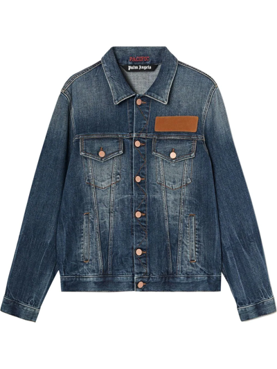 Palm Angels Palm Logo Denim Jacket In Blue