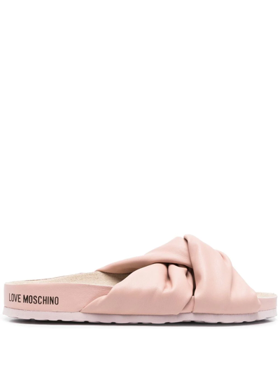 Love Moschino Knot-detail Slides In Rosa
