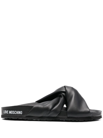 Love Moschino Knot-detail Slides In Black
