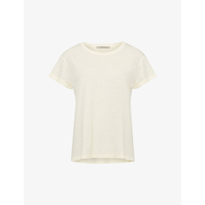 Allsaints Womens Pale Yellow Anna Crewneck Cotton T-shirt 16