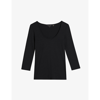 Ted Baker Carsha Logo-embroidered Stretch-woven Top In Black