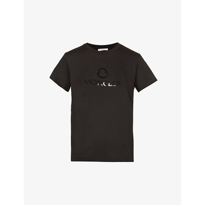 Moncler Brand-print Regular-fit Cotton-jersey T-shirt In Black