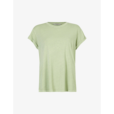 Allsaints Womens Pale Green Anna Crewneck Cotton T-shirt 12 In Pale Green