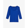Ted Baker Carsha Logo-embroidered Stretch-woven Top In Blue