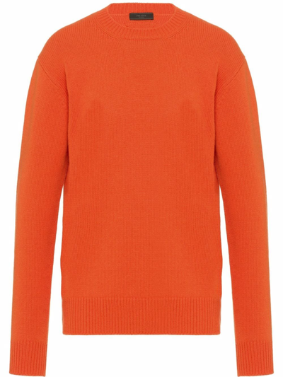 Prada Knitted Cashmere Jumper In Orange