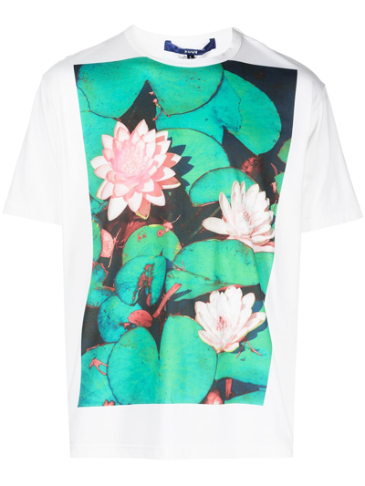 Junya Watanabe Lilly Graphic-print Cotton-jersey T-shirt In White
