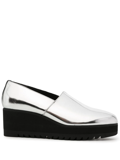 Onitsuka Tiger Wedge-s Patent Leather Loafers In Silver